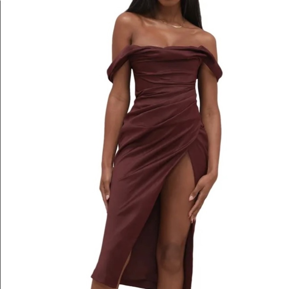 House of CB raisin colored Rhoda dress.